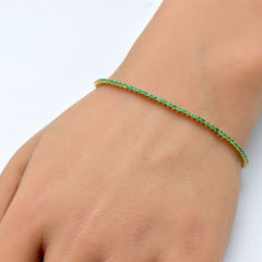 SPECIAL!.98ct 14K Yellow Gold Natural Emerald Tennis Bracelet 7"