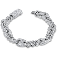 DIAMOND  CLOSEOUT!  8.10ct G SI 14K White Gold Diamond Cuban Bracelet 8.5"