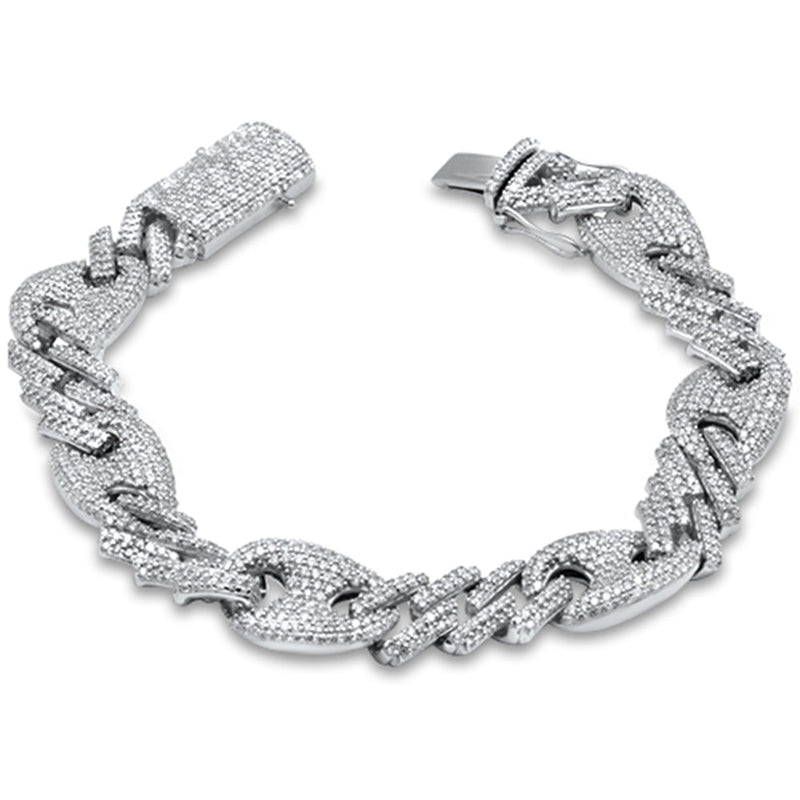 DIAMOND  CLOSEOUT!  8.10ct G SI 14K White Gold Diamond Cuban Bracelet 8.5"