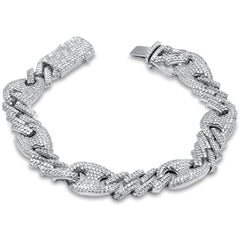 DIAMOND  CLOSEOUT!  8.16ct G SI 14K White Gold Diamond Cuban Bracelet 8.5"