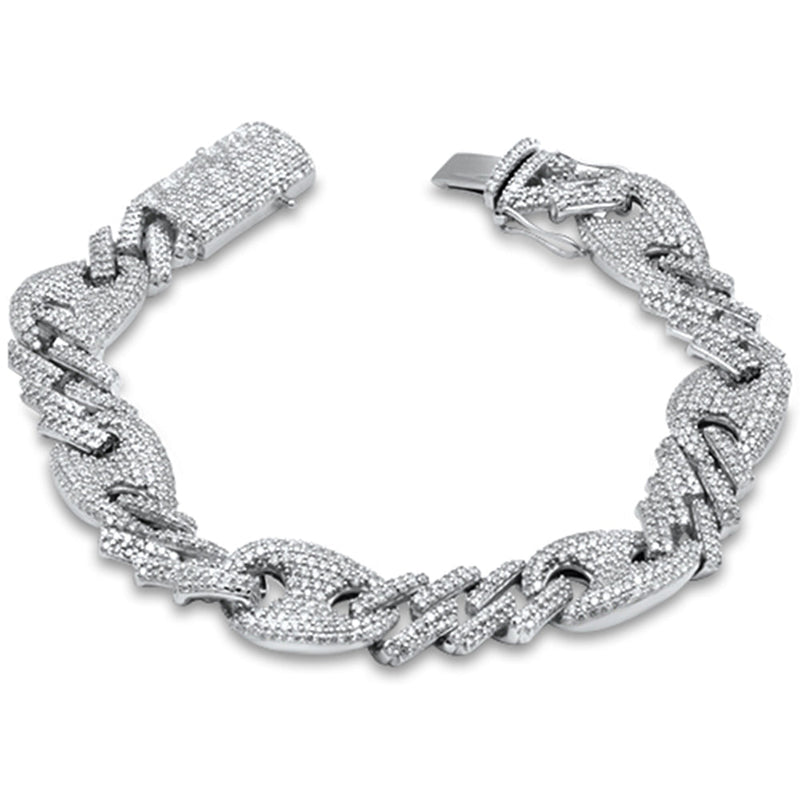 DIAMOND  CLOSEOUT!  8.16ct G SI 14K White Gold Diamond Cuban Bracelet 8.5"