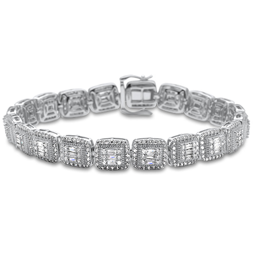 DIAMOND CLOSEOUT!  5.25ct G SI 14K White Gold Baguette & Round Diamond Bracelet 8"
