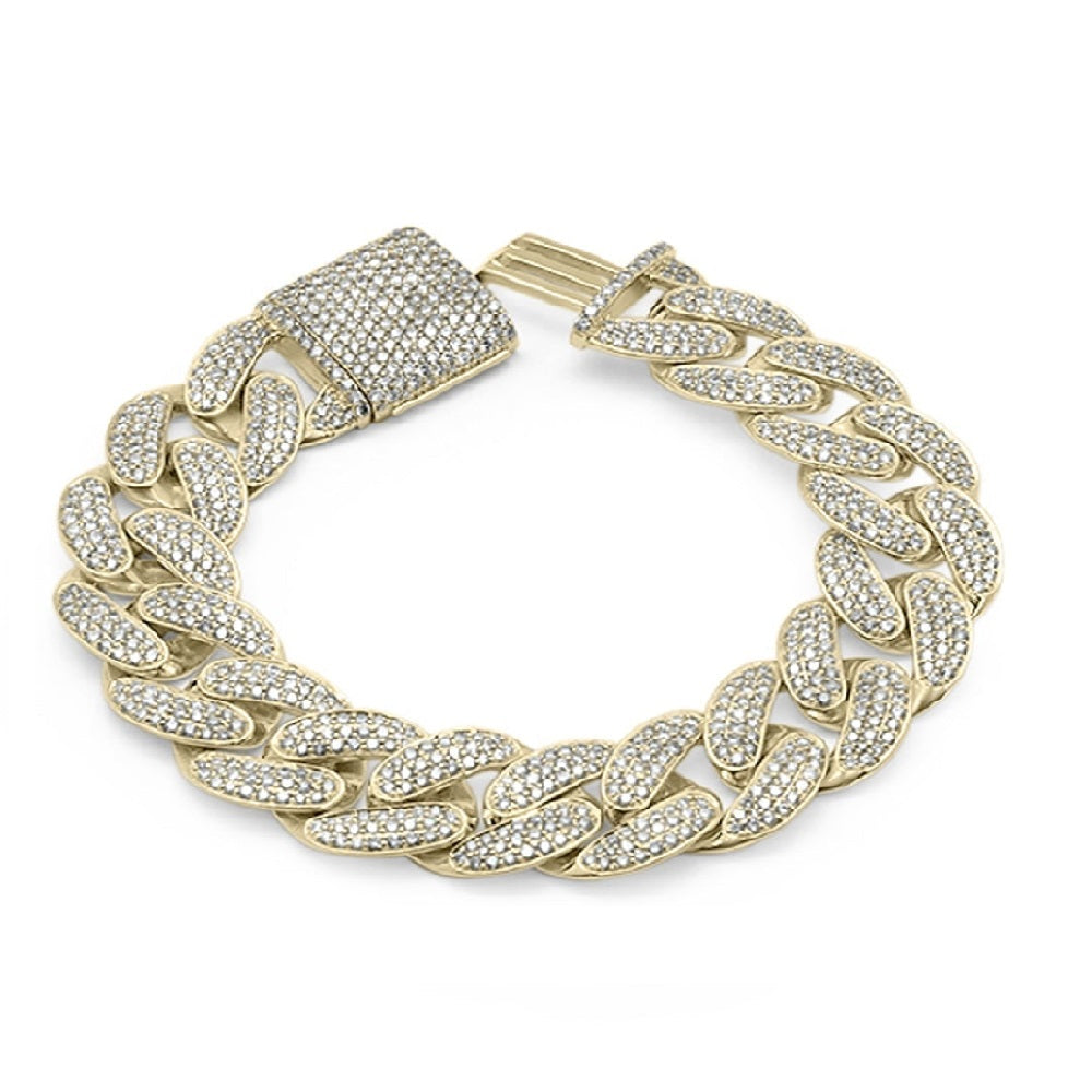 SPECIAL! 9mm 2.34ct G SI 14K Yellow Gold Diamond Round Cuban Bracelet 8"