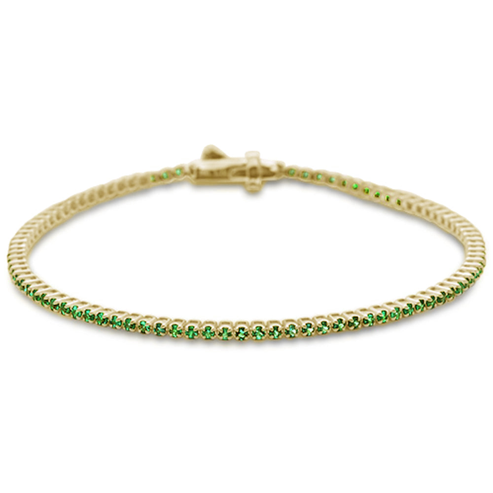 SPECIAL! 1.88ct 14K Yellow Gold Natural Emerald Tennis Bracelet 7"