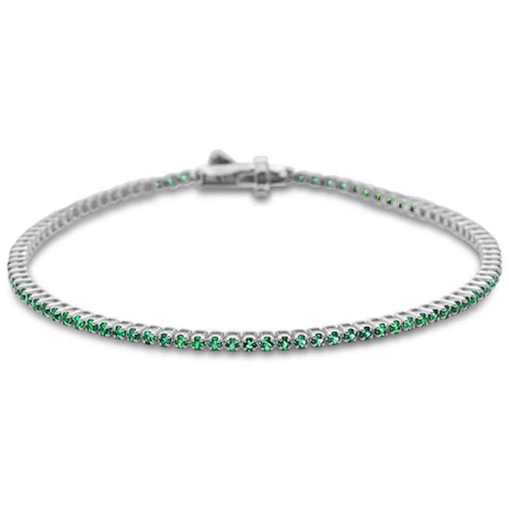 SPECIAL! 1.69ct 14K White Gold Natural Emerald Tennis Bracelet 7"