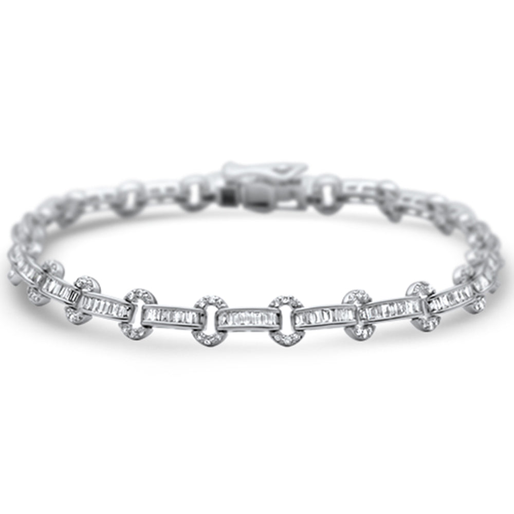 DIAMOND CLOSEOUT!  1.79ct G SI 14K White Gold Diamond Round & Baguette Tennis Bracelet