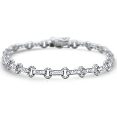 DIAMOND CLOSEOUT!  1.79ct G SI 14K White Gold Diamond Round & Baguette Tennis Bracelet