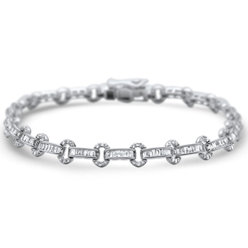 DIAMOND CLOSEOUT!  1.79ct G SI 14K White Gold Diamond Round & Baguette Tennis Bracelet