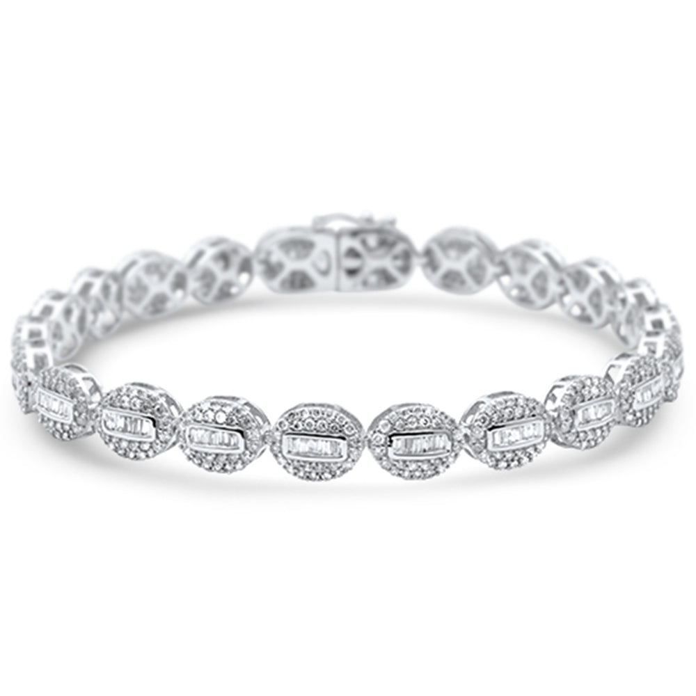 DIAMOND  CLOSEOUT!  4.25ct G SI 14K White Gold Diamond Oval Shaped Round & Baguette Tennis Bracelet