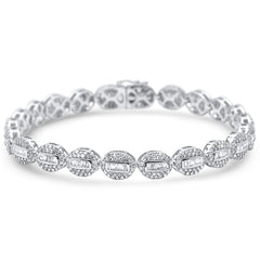 DIAMOND  CLOSEOUT!  4.25ct G SI 14K White Gold Diamond Oval Shaped Round & Baguette Tennis Bracelet