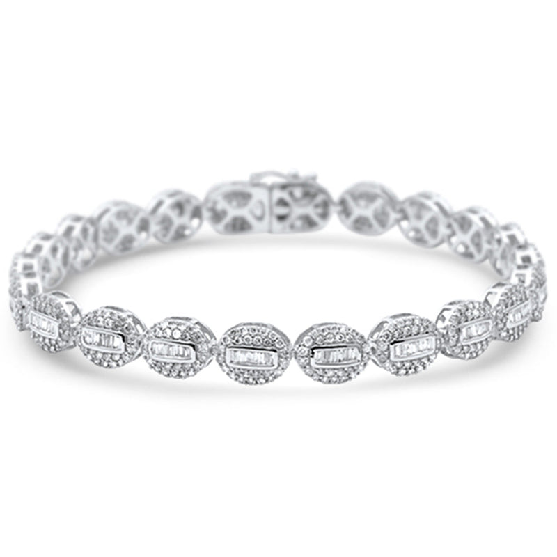 DIAMOND  CLOSEOUT!  4.25ct G SI 14K White Gold Diamond Oval Shaped Round & Baguette Tennis Bracelet