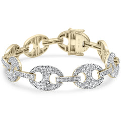 DIAMOND CLOSEOUT!  7.00ct G SI 14K Yellow Gold Diamond Mariner Link Iced Out Bracelet
