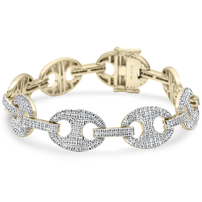 DIAMOND CLOSEOUT!  7.00ct G SI 14K Yellow Gold Diamond Mariner Link Iced Out Bracelet