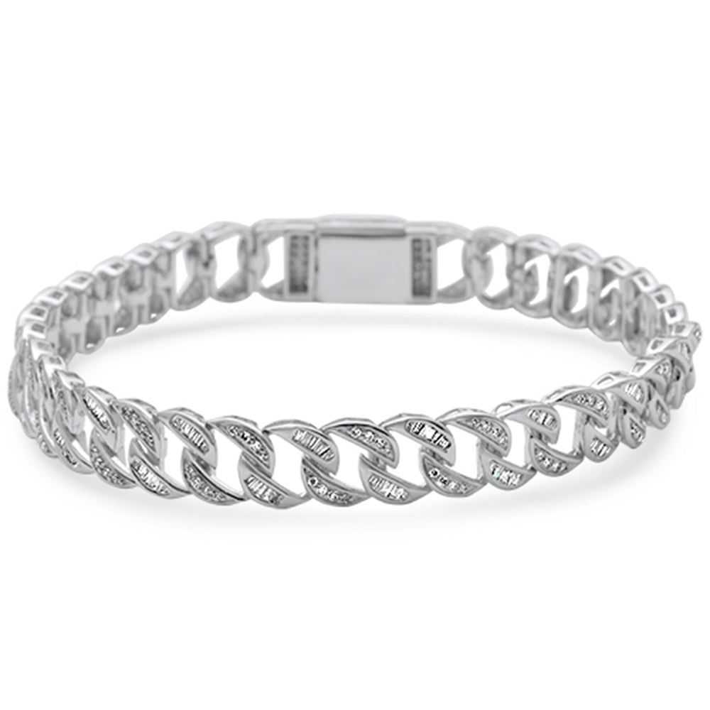 DIAMOND CLOSEOUT!  2.85ct G SI Men's 14K White Gold Round & Baguette Diamond Bracelet 8" Long