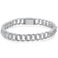 DIAMOND CLOSEOUT!  2.85ct G SI Men's 14K White Gold Round & Baguette Diamond Bracelet 8" Long