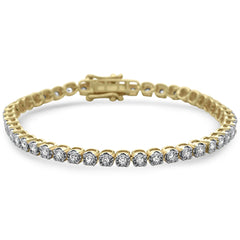 DIAMOND  CLOSEOUT!   1.00ct G SI 14K Yellow Gold Round Diamond Miracle Illusion Tennis Bracelet 7" Long
