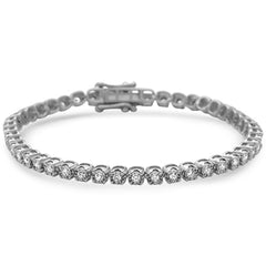 DIAMOND  CLOSEOUT!  1.02ct G SI 14K White Gold Round Diamond Miracle Illusion Tennis Bracelet 7" Long