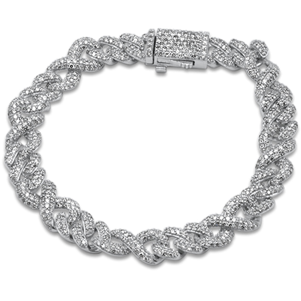 DIAMOND  CLOSEOUT!  7.69ct G SI 14K White Gold Infinity Round Diamond Cuban Bracelet 8" Long