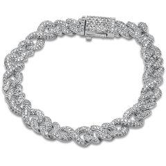 DIAMOND  CLOSEOUT!  7.69ct G SI 14K White Gold Infinity Round Diamond Cuban Bracelet 8" Long