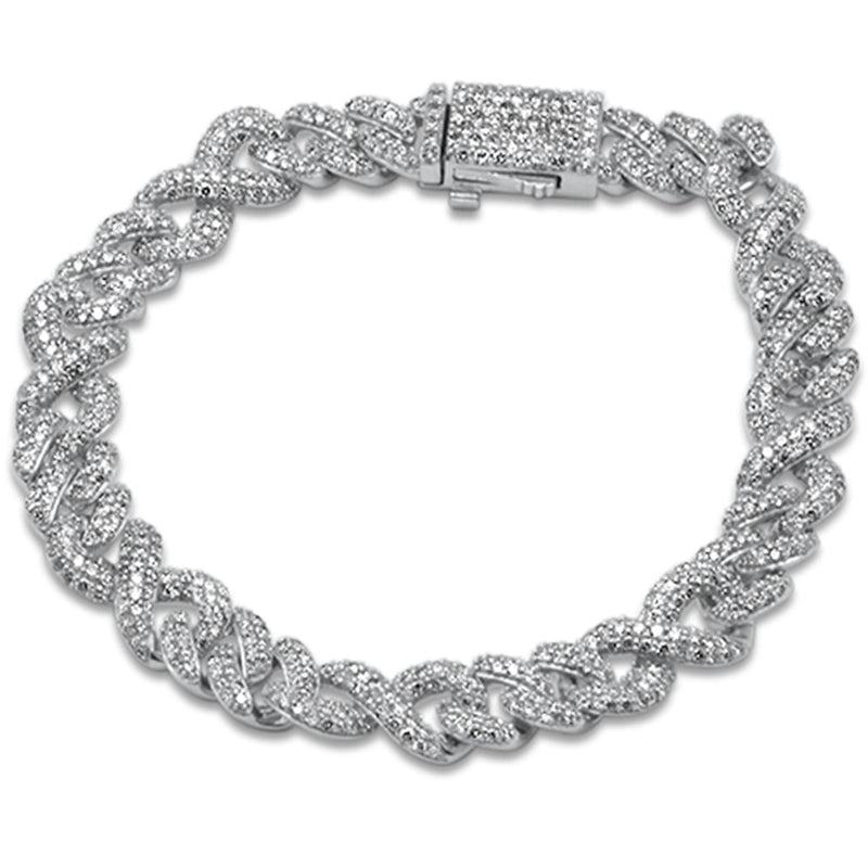 DIAMOND  CLOSEOUT!  7.69ct G SI 14K White Gold Infinity Round Diamond Cuban Bracelet 8" Long