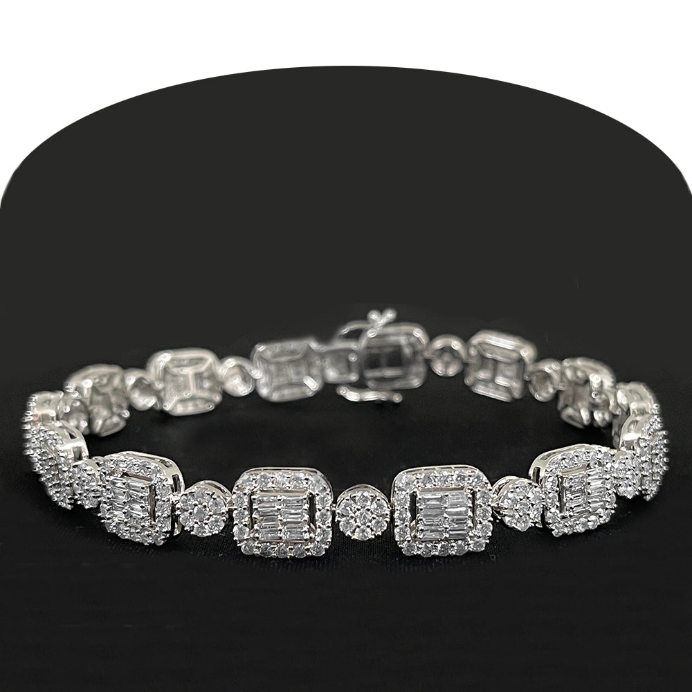 DIAMOND CLOSEOUT!  7.15ct G SI 14KT White Gold Diamond Round & Baguette 8.5"