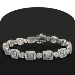 DIAMOND CLOSEOUT!  7.15ct G SI 14KT White Gold Diamond Round & Baguette 8.5"
