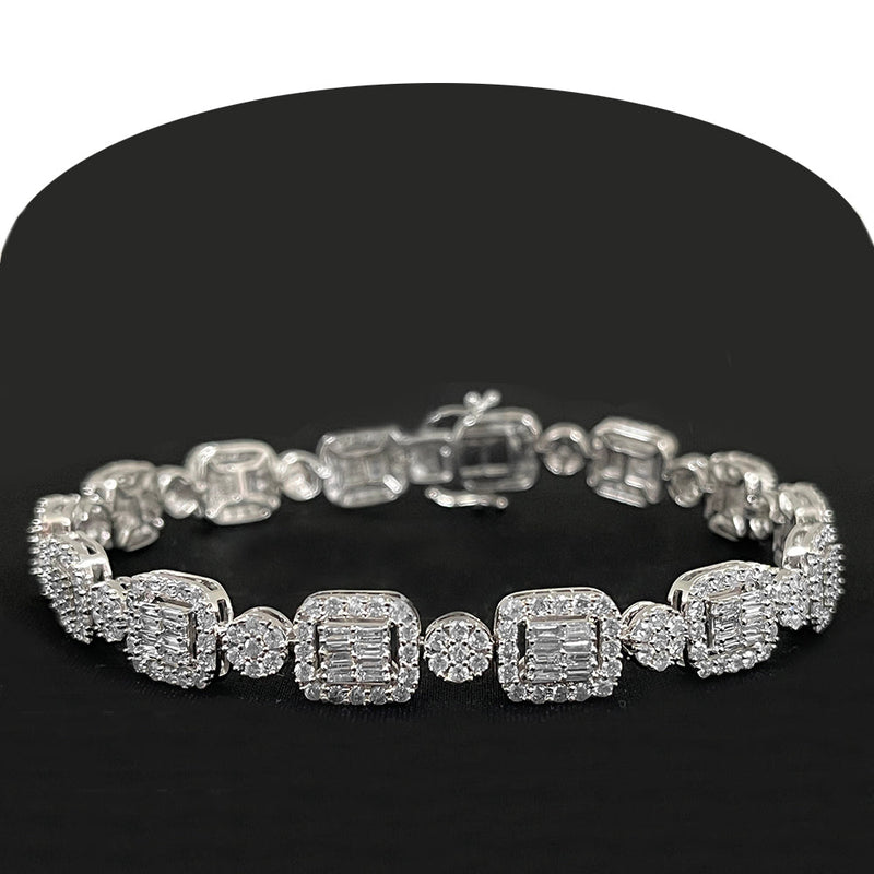 DIAMOND CLOSEOUT!  7.15ct G SI 14KT White Gold Diamond Round & Baguette 8.5"