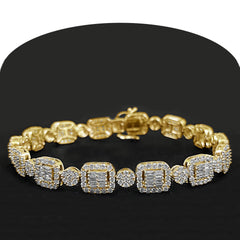 DIAMOND CLOSEOUT!  7.15ct G SI 14K Yellow Gold Diamond Round & Baguette 8.5"