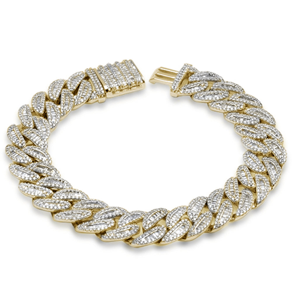SPECIAL! 9mm 3.85ct G SI 14K Yellow Gold Round & Baguette Iced Out Diamond Cuban Bracelet 8.5" Long