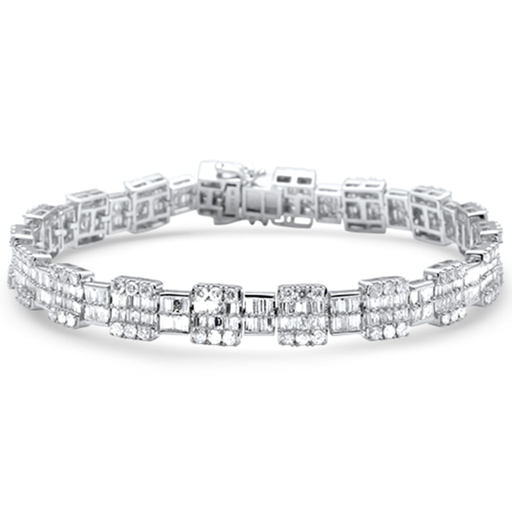 DIAMOND CLOSEOUT! 9.55ct G SI 14K White Gold  Round & Baguette Diamond Tennis Bracelet