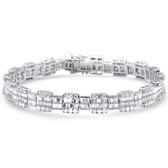 DIAMOND CLOSEOUT! 9.55ct G SI 14K White Gold  Round & Baguette Diamond Tennis Bracelet
