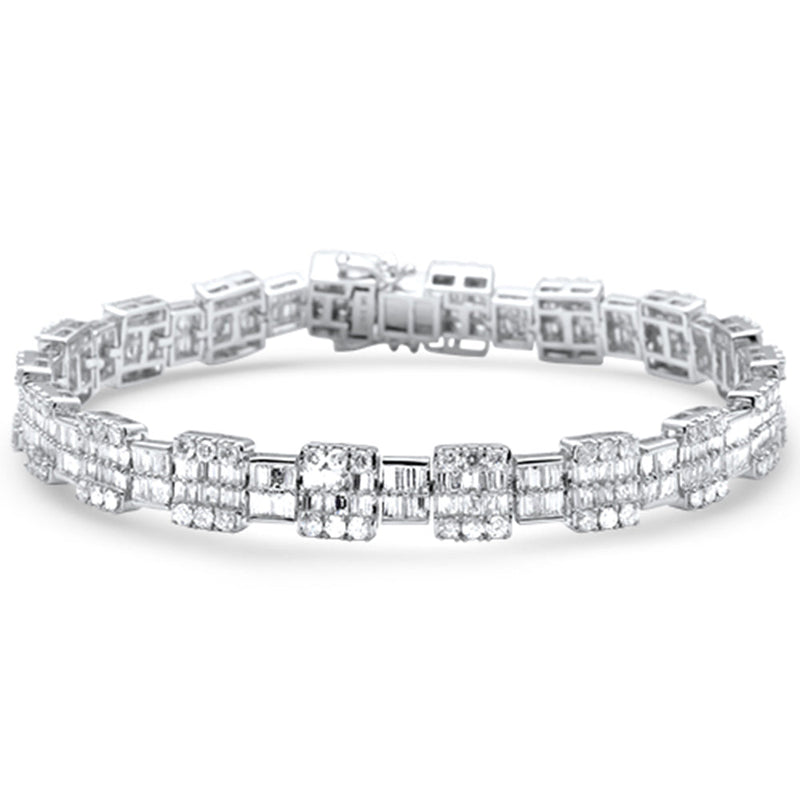 DIAMOND CLOSEOUT! 9.55ct G SI 14K White Gold  Round & Baguette Diamond Tennis Bracelet