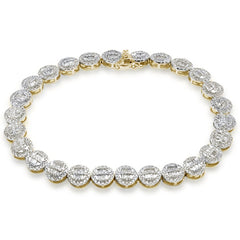 SPECIAL! 4.63ct G SI 14K Yellow Gold  Round & Baguette Diamond Tennis Bracelet 8" Long
