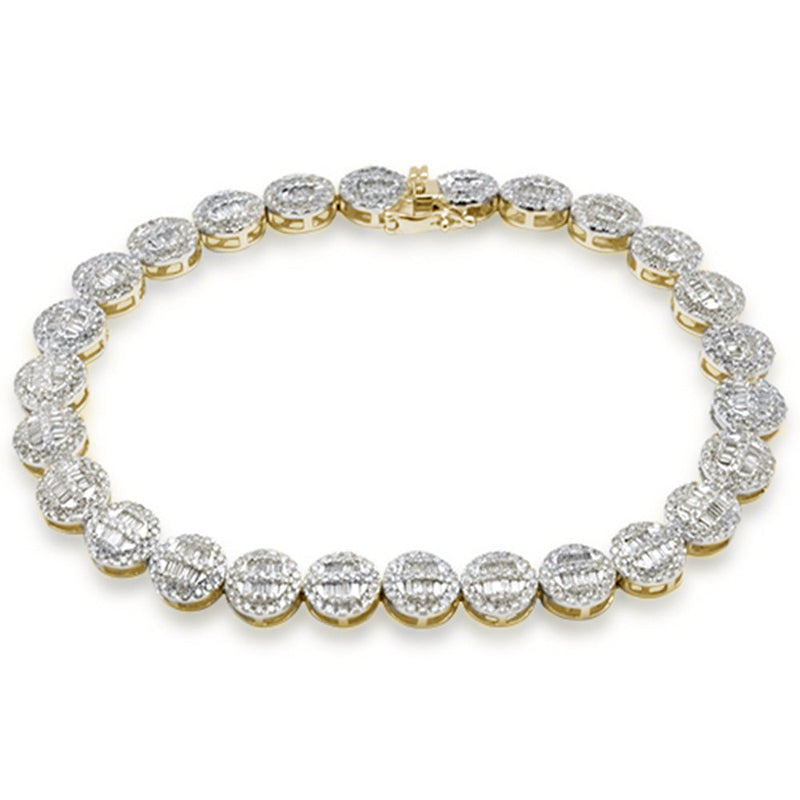 SPECIAL! 4.63ct G SI 14K Yellow Gold  Round & Baguette Diamond Tennis Bracelet 8" Long