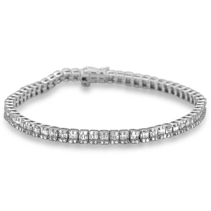 DIAMOND  CLOSEOUT!  4.03ct G SI 14K White Gold Round & Baguette Diamond Tennis Bracelet