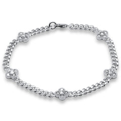 SPECIAL! 1.00ct G SI 14K White Gold Diamond Flower Style Cuban Bracelet 7" Long