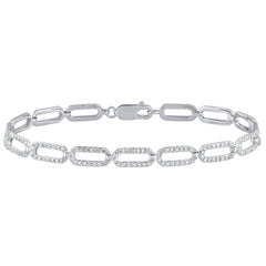 SPECIAL!1.00ct G SI 14K White Gold Diamond Paper Clip Bracelet 7.25" Long