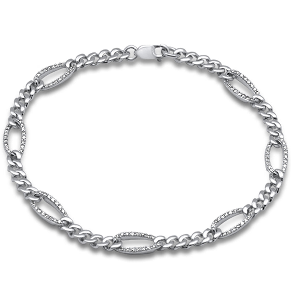 DIAMOND CLOSEOUT! .49ct G SI 14K White Gold Diamond Figaro Bracelet