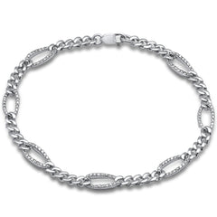DIAMOND CLOSEOUT! .49ct G SI 14K White Gold Diamond Figaro Bracelet
