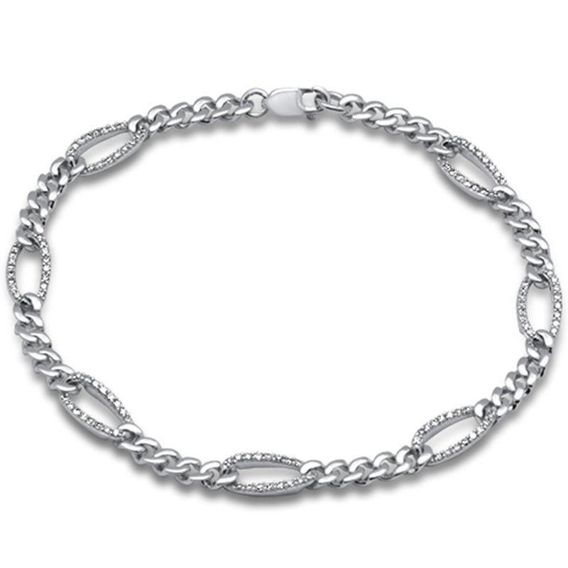 DIAMOND CLOSEOUT! .49ct G SI 14K White Gold Diamond Figaro Bracelet