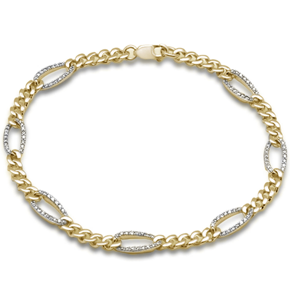 SPECIAL! .49ct G SI 14K Yellow Gold Diamond Figaro Bracelet 7" Long