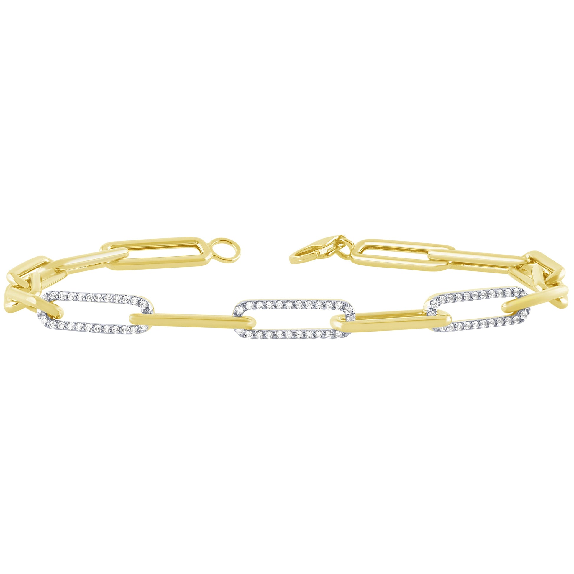 DIAMOND CLOSEOUT!  .33ct G SI 14K Yellow Gold Diamond Paperclip Bracelet 7" Long