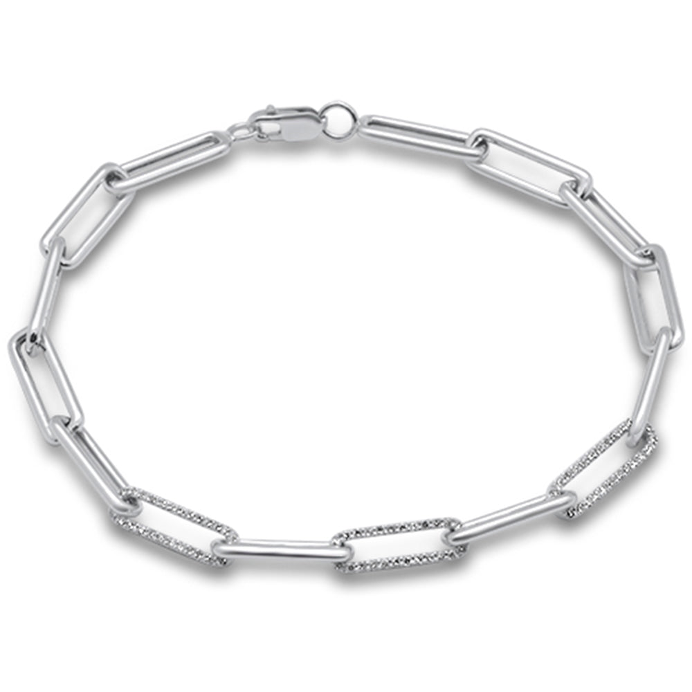 DIAMOND CLOSEOUT!  .64ct G SI 14K White Gold Diamond Paperclip Bracelet 7.25" Long