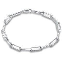 DIAMOND CLOSEOUT!  .64ct G SI 14K White Gold Diamond Paperclip Bracelet 7.25" Long