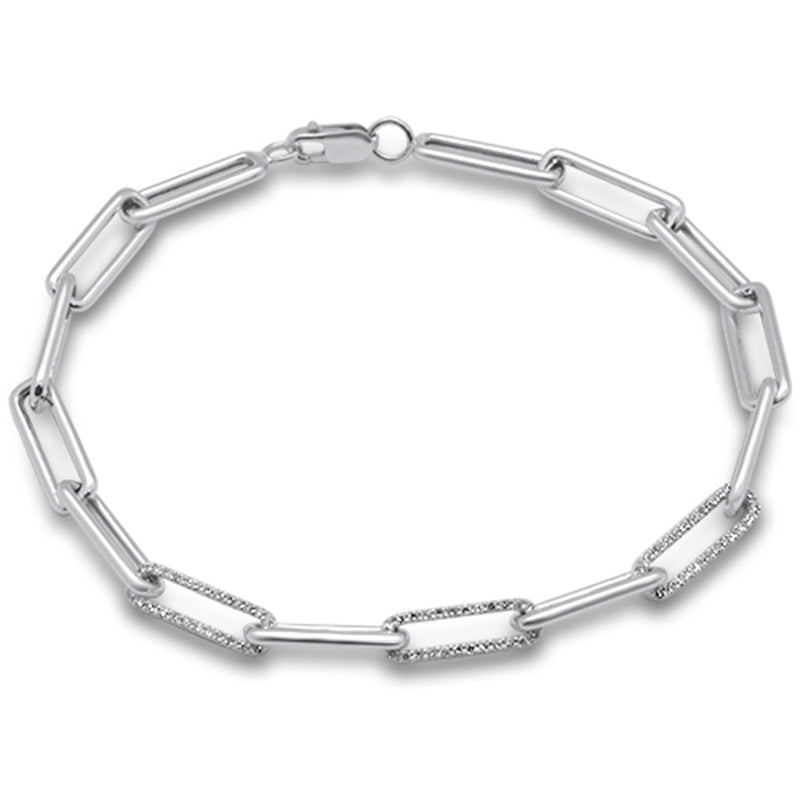 DIAMOND CLOSEOUT!  .64ct G SI 14K White Gold Diamond Paperclip Bracelet 7.25" Long