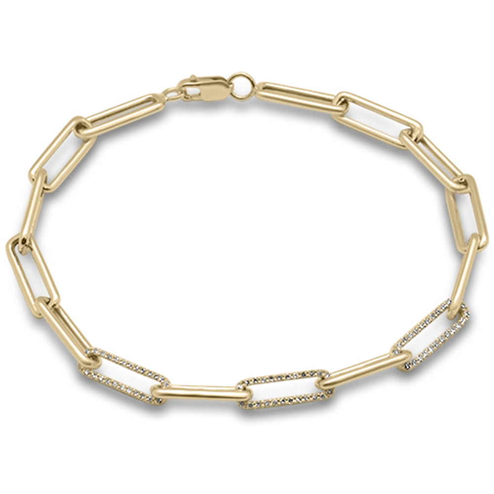 DIAMOND CLOSEOUT!  .66ct G SI 14K Yellow Gold Diamond Paperclip Bracelet 7.25" Long