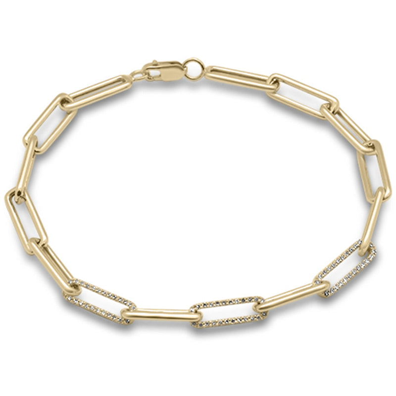 DIAMOND CLOSEOUT!  .66ct G SI 14K Yellow Gold Diamond Paperclip Bracelet 7.25" Long