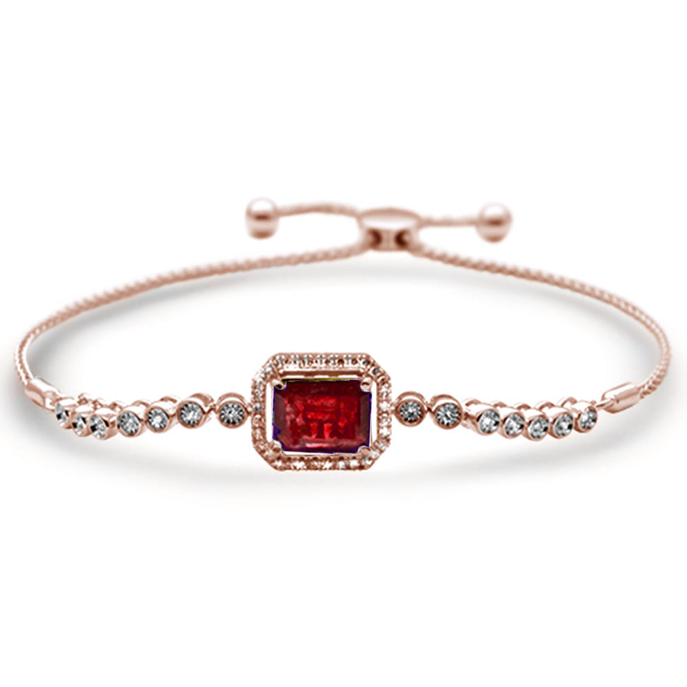 GEMSTONE CLOSEOUT!  3.04ct G SI 14K Rose Gold Diamond & Ruby Adjustable Gemstone Bola Bracelet