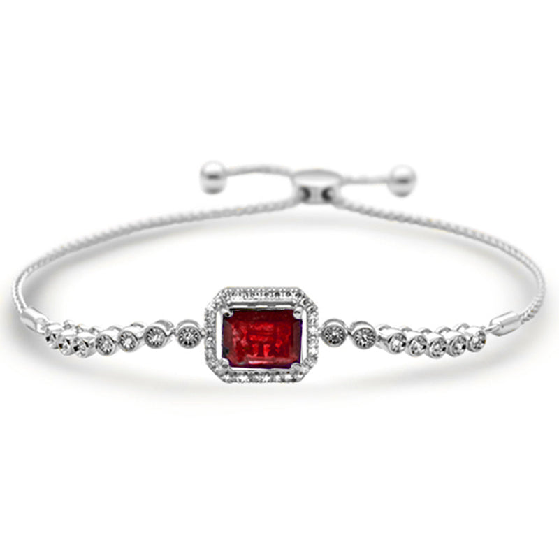 GEMSTONE CLOSEOUT!  3.75ct G SI 14K White Gold Diamond & Ruby Adjustable Gemstone Bola Bracelet