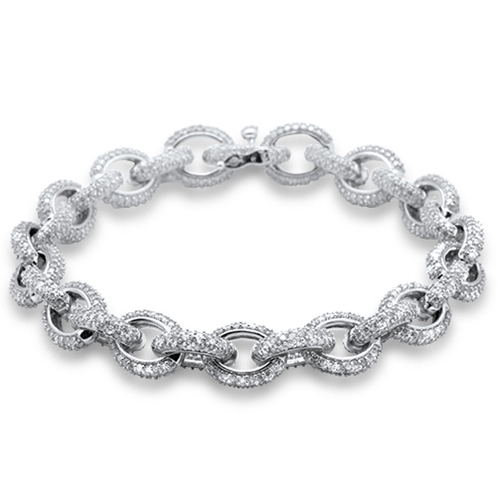 DIAMOND  CLOSEOUT!  15.10ct G SI 14K White Gold Round Diamond Oval Link Bracelet 8.5"